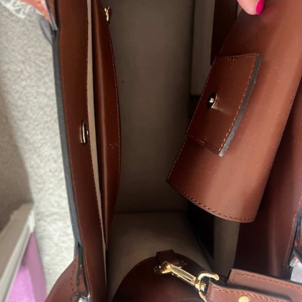 Leather Victoria Monogram Stripe Tote - BRAND NEW